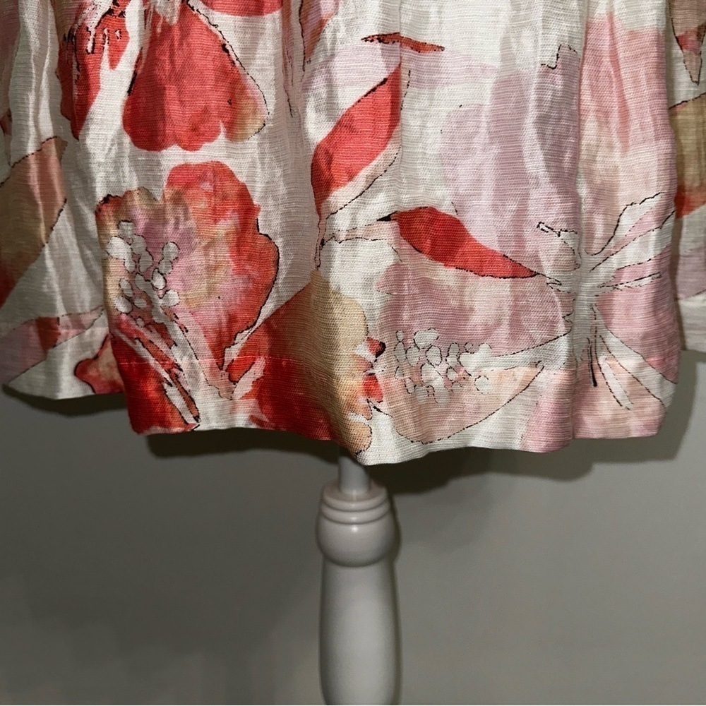 NEW Loft Ann Taylor Linen Watercolor Hibiscus Floral Dress size 10 - Picture 4 of 12
